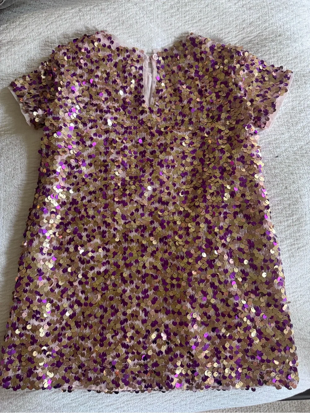 GAP Kids Pink and Gold Sequin Short Sleeve party dress